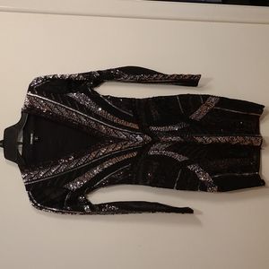 Express plunge V-neck sparkling sequence dress